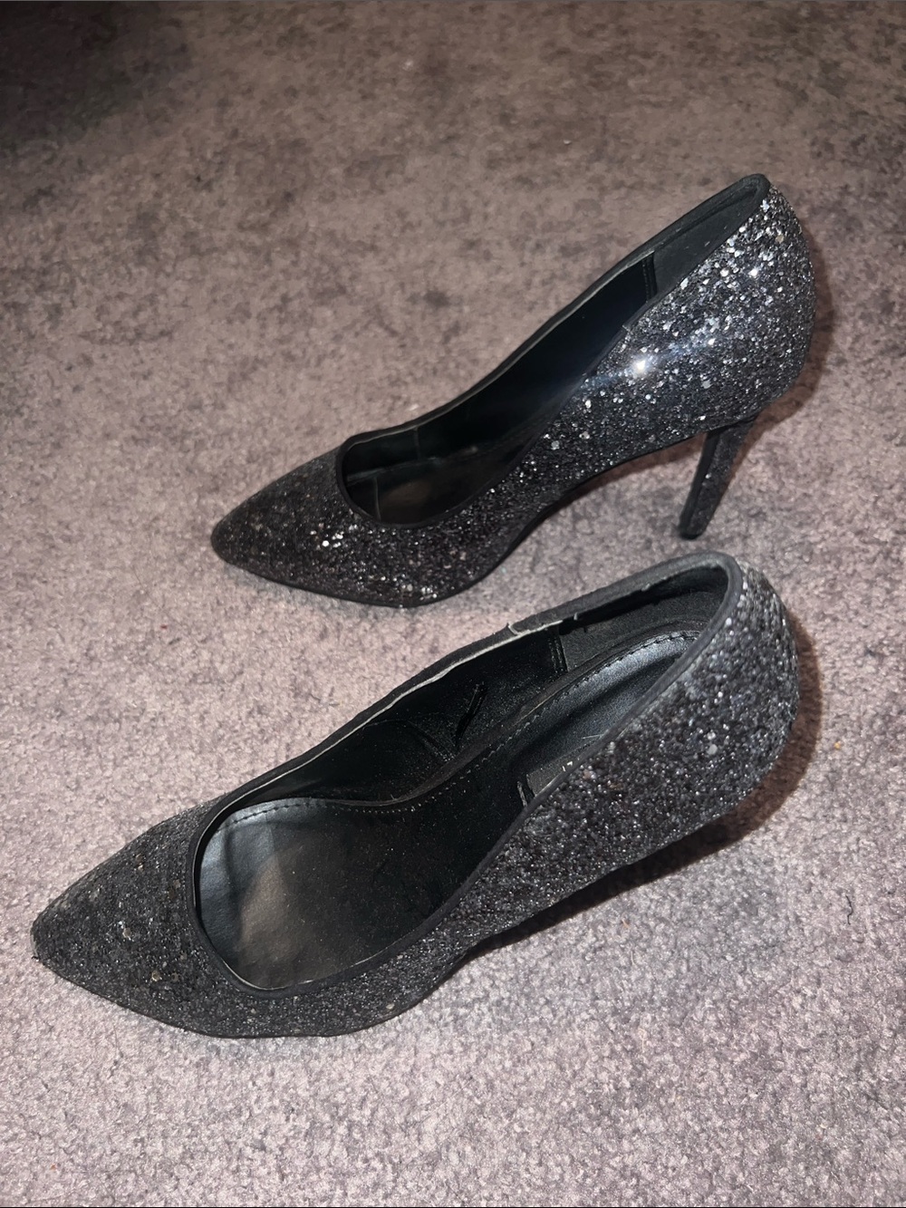 Forever 21 Black Glitter Pointed Toe Heels - Picture 4 of 4